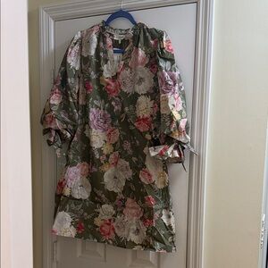 Entro Floral Mini Dress - Green and Pink